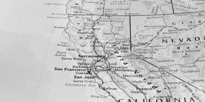 Svart og hvítt kort af San Francisco