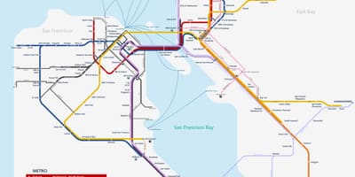 San Francisco neðanjarðarlestinni kerfi kort