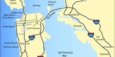 Kort af San Francisco ströndum