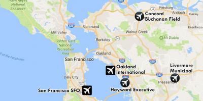 Flugvellir San Francisco kort