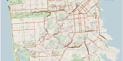 San Francisco hjólinu kort