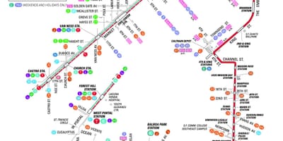 San Francisco borgar strætó kort