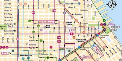 Snúruna bílinn línur San Francisco kort