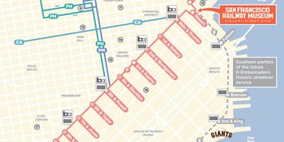 Kort af bíl snúru leið San Francisco ca