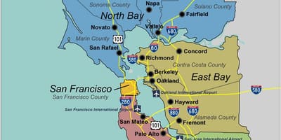 Kort suður af San Francisco flóa